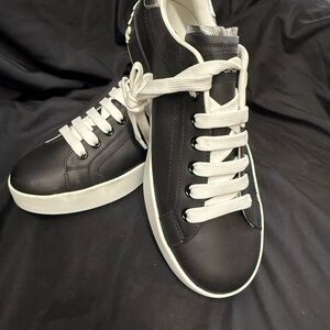 Dolce & Gabbana Black and White Sneakers with Leather Upper